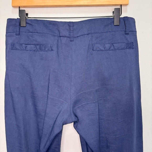 Theory Blue Linen Cropped Straight Leg Cropped Pants Size 8 - Picture 11 of 14